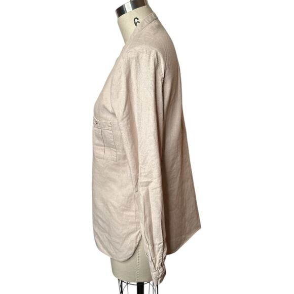 Zara Beige V-Neck Button Up Shirt Blouse Women's Size M - Picture 4 of 8